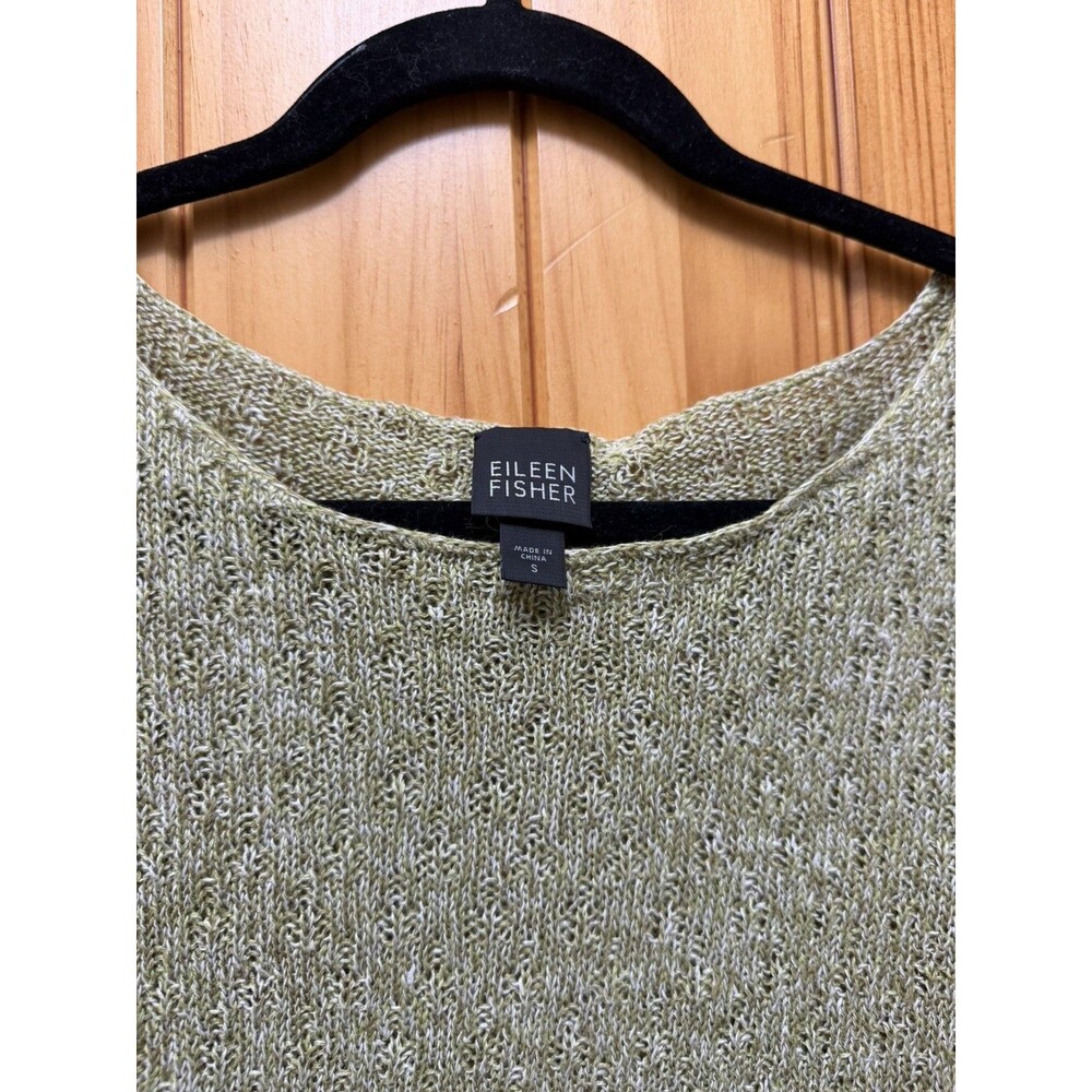 Eileen Fisher Lightweight Linen Sweater Size Small Green Minimalist Elevated - Picture 3 of 10